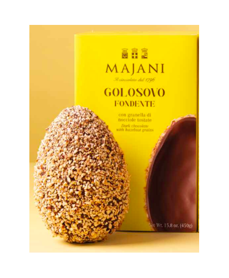 Vendita online uova di Pasqua Majani 2016 Golosovo Fondente con granella di nocciole tostate. Shop on line Uovo Golosovo Majani