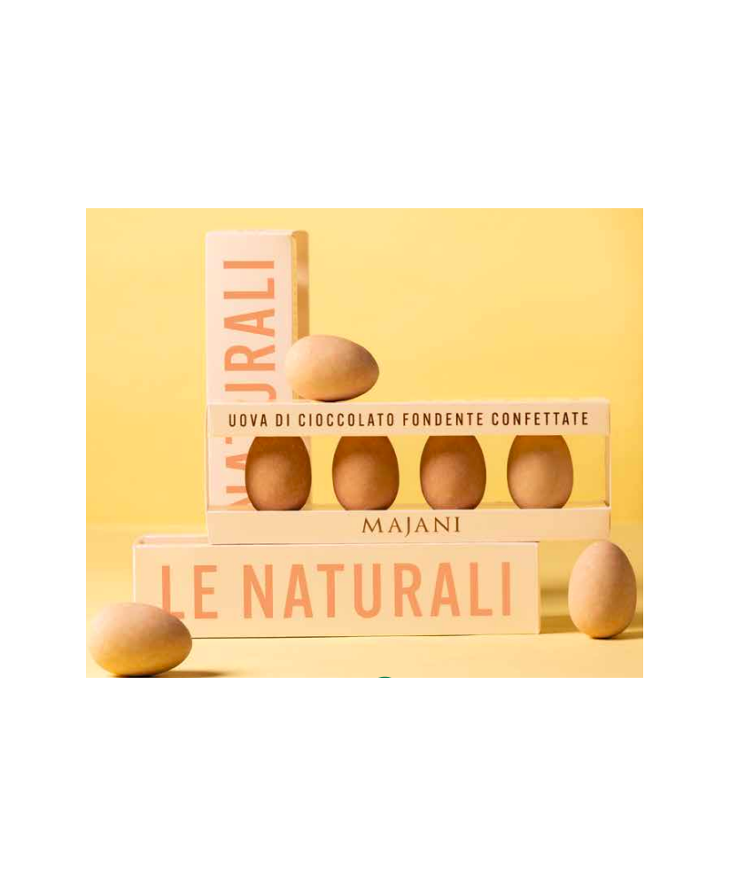Vendita online uova di gallina confettate Majani, ripiene di cioccolato fondente. Shop on line ovette di zucchero con uno strato