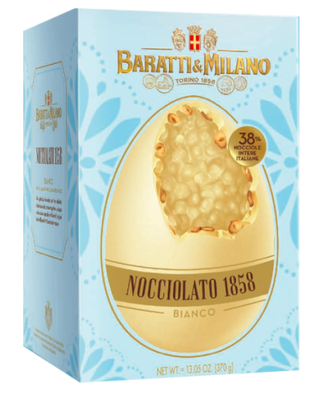 Vendita online Uovo di Pasqua Baratti & Milano torino. Shop online uovo Subalpino di Baratti con cioccolato bianco e nocciole in