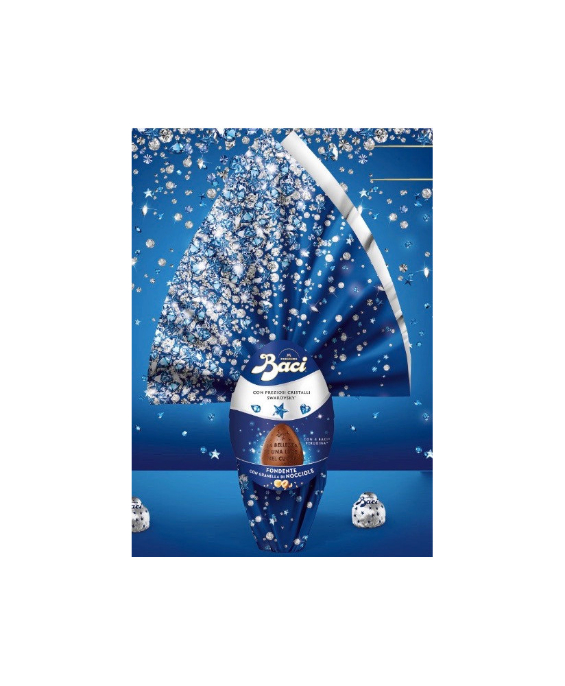 Perugina - Dark Chocolate Egg with Chopped Hazelnuts - With Swarovski Crystal - 310g