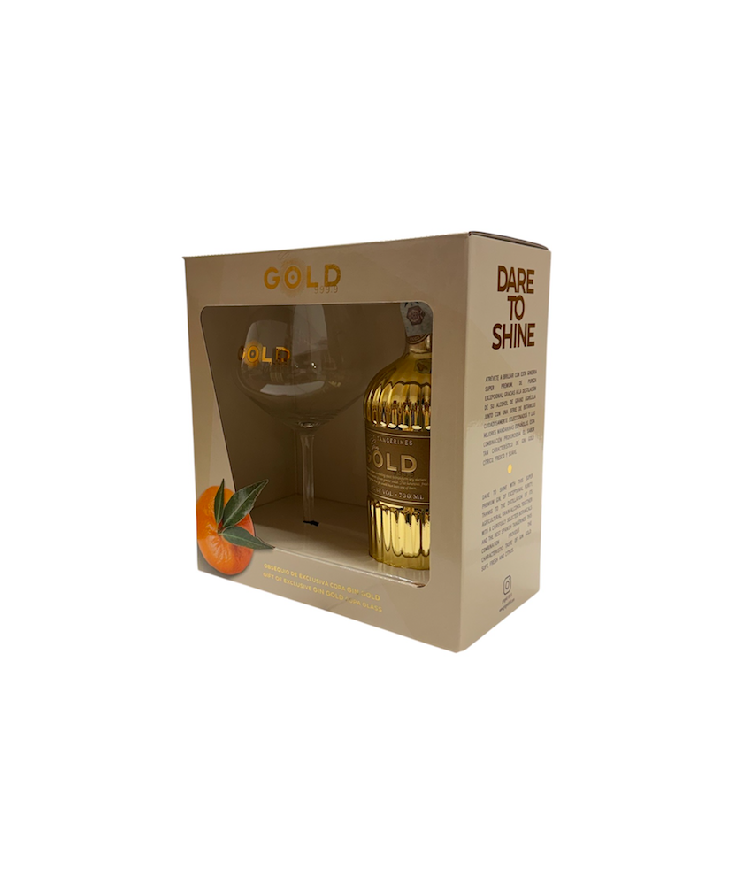 Gold 999.9 - Distilled Gin - Finest Blend - Gift Box with Glass - 70cl