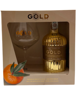 Gold 999.9 - Distilled Gin - Finest Blend - Gift Box with Glass - 70cl