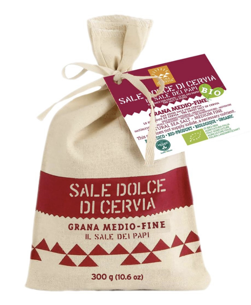 Cervia Saltworks - Organic/Vegetarian Sweet Salt - Medium-Fine Grain - Cotton - 300g