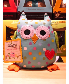 Vendita online Peluches Lindt Gufo a Pois, con ovette al latte. Shop on-line Gufo a Pois di Peluches, con ovetti di cioccolato L