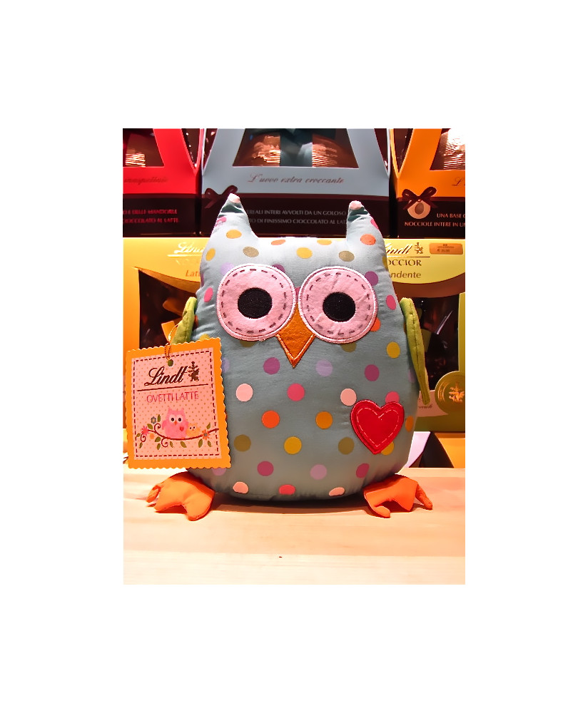 Vendita online Peluches Lindt Gufo a Pois, con ovette al latte. Shop on-line Gufo a Pois di Peluches, con ovetti di cioccolato L