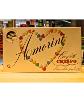 Confetti Crispo Amorini, di cioccolato fondente formato cuore. Vendita online confetti Crispo a forma di cuore. Shop on line Con