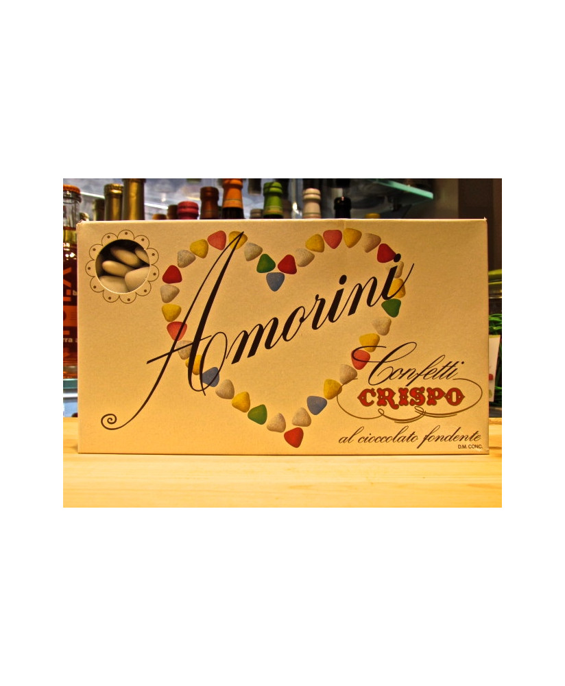 Confetti Crispo Amorini, di cioccolato fondente formato cuore. Vendita online confetti Crispo a forma di cuore. Shop on line Con