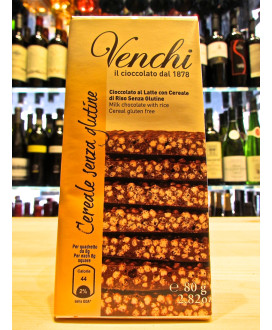 Vendita online tavolette di cioccolato al latte Venchi con estruso di Cereali di riso senza glutine. Shop on line cioccolata al 