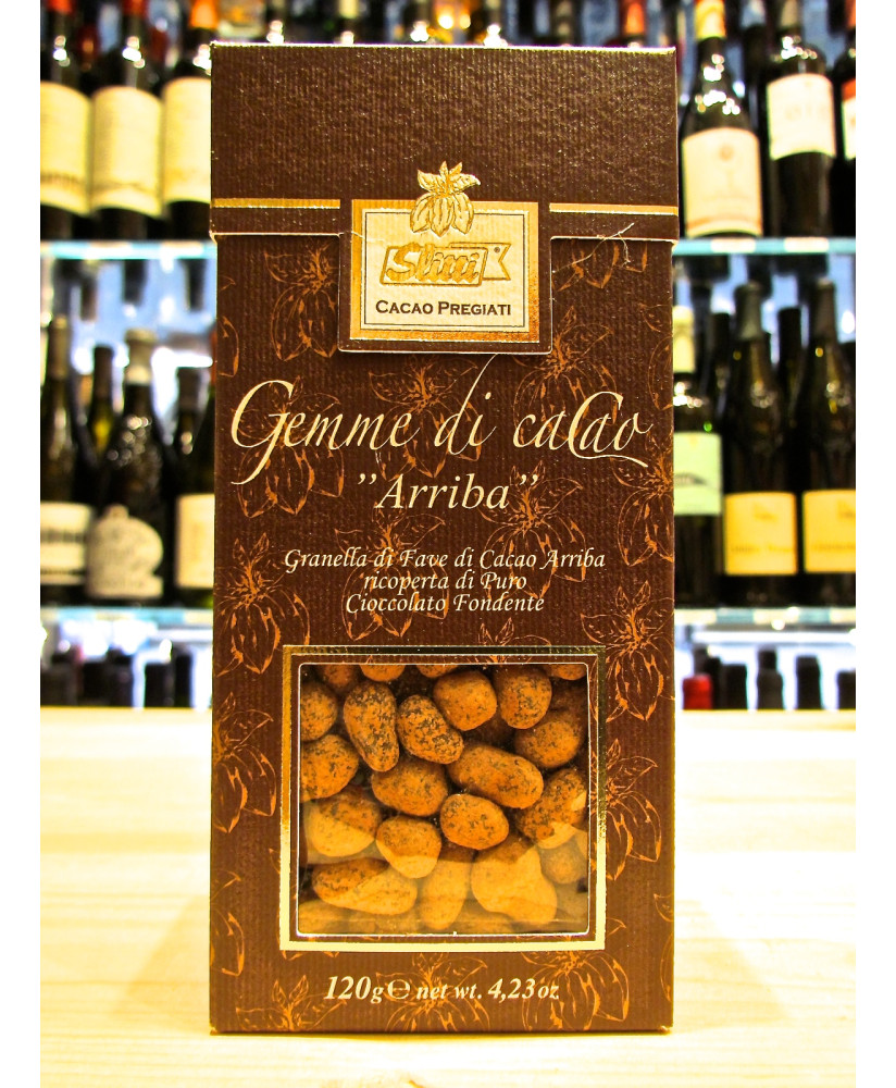 Vendita online Gemme di Cacao Ecuador-Arriba, granella di fave di cacao ricoperte di cioccolato fondente extra Slitti. Shop on l